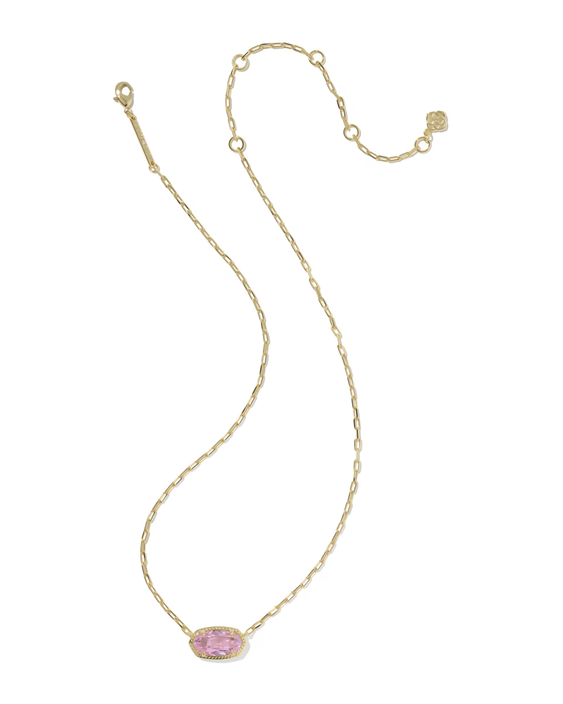 Elisa Luxe Gold Short Pendant Necklace - Pink CZ