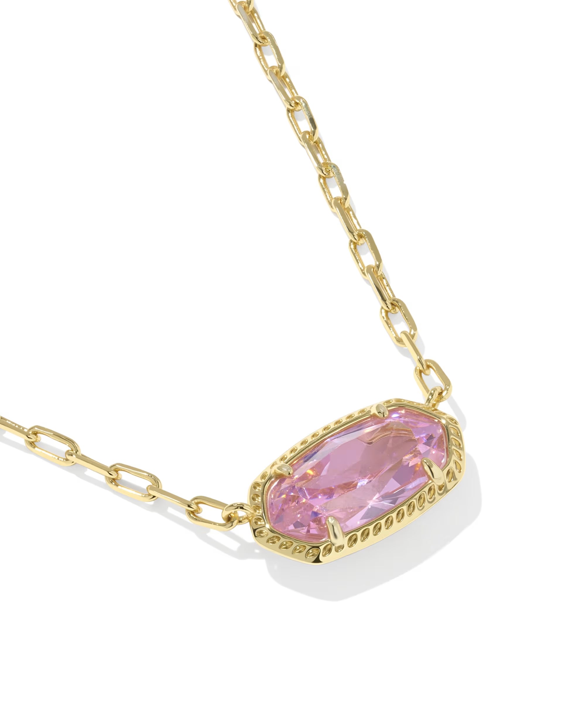 Elisa Luxe Gold Short Pendant Necklace - Pink CZ