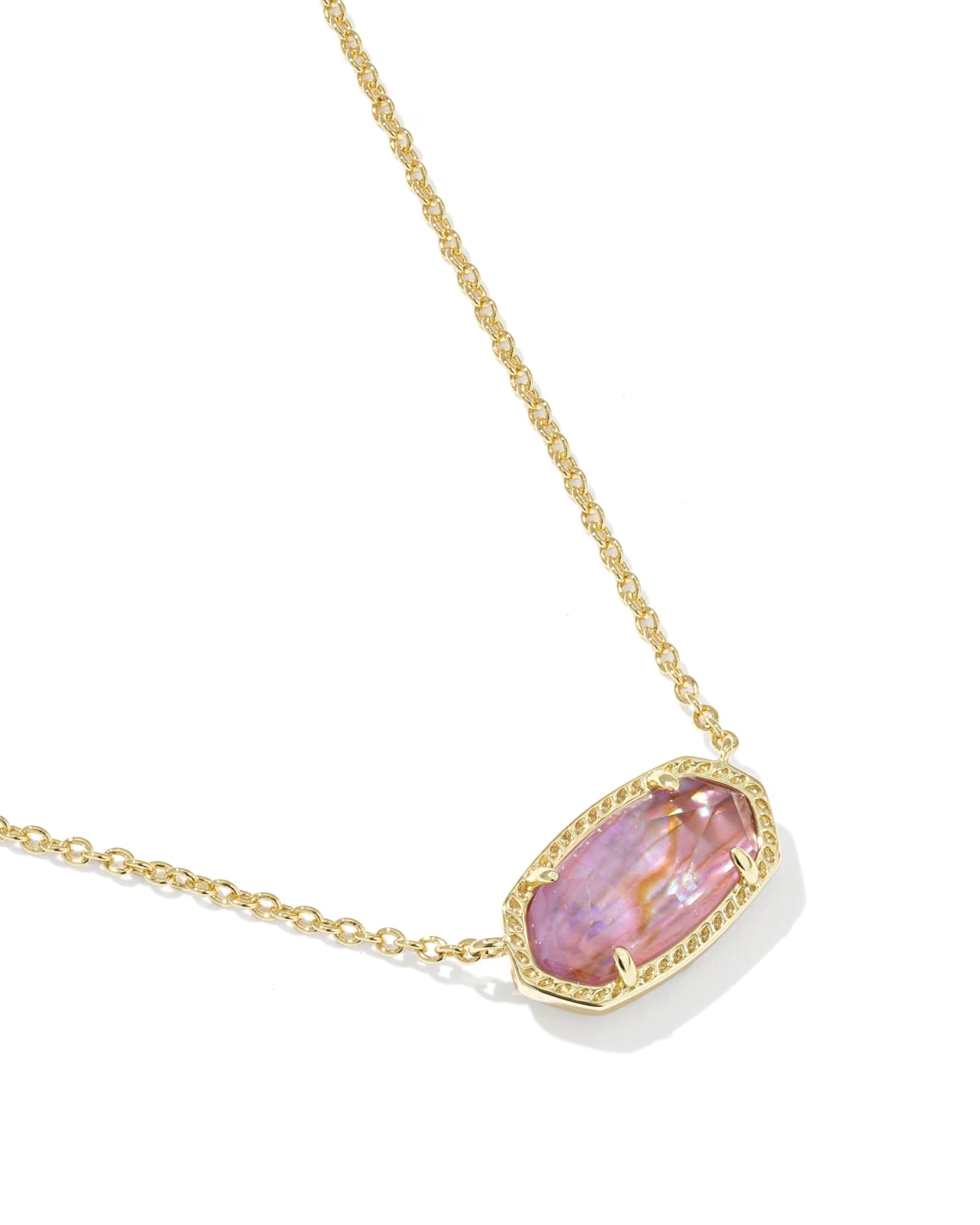 Elisa Gold Short Pendant Necklace - Light Mauve Illusion