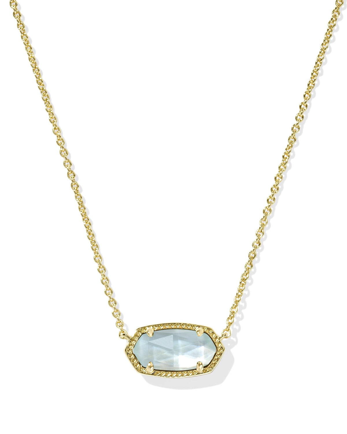 Elisa Gold Short Pendant Necklace - Light Blue Illusion