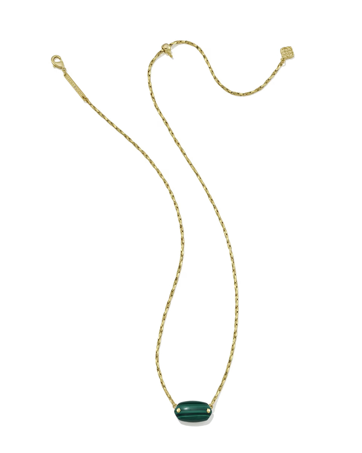 Elisa Riveted Gold Pendant Necklace - Green Malachite