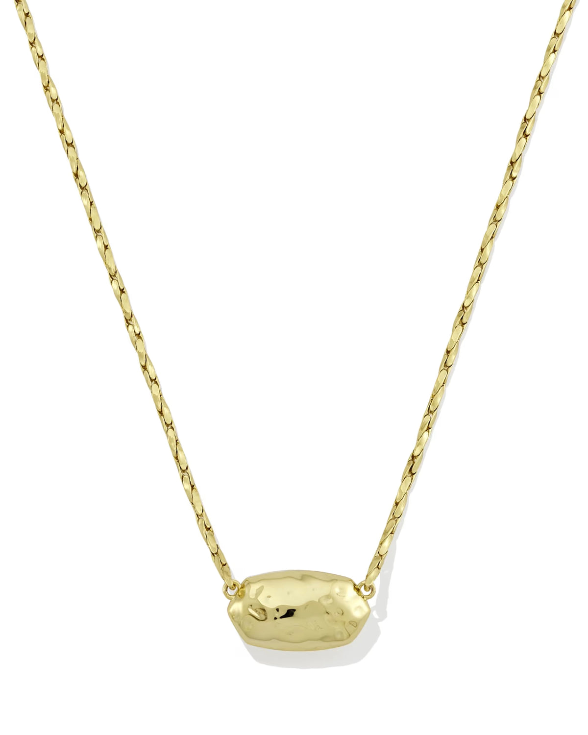 Elisa Riveted Gold Pendant Necklace - Green Malachite