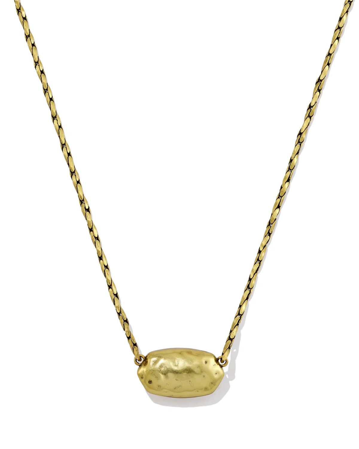 Elisa Riveted Vintage Gold Pendant Necklace - Orange Banded Agate