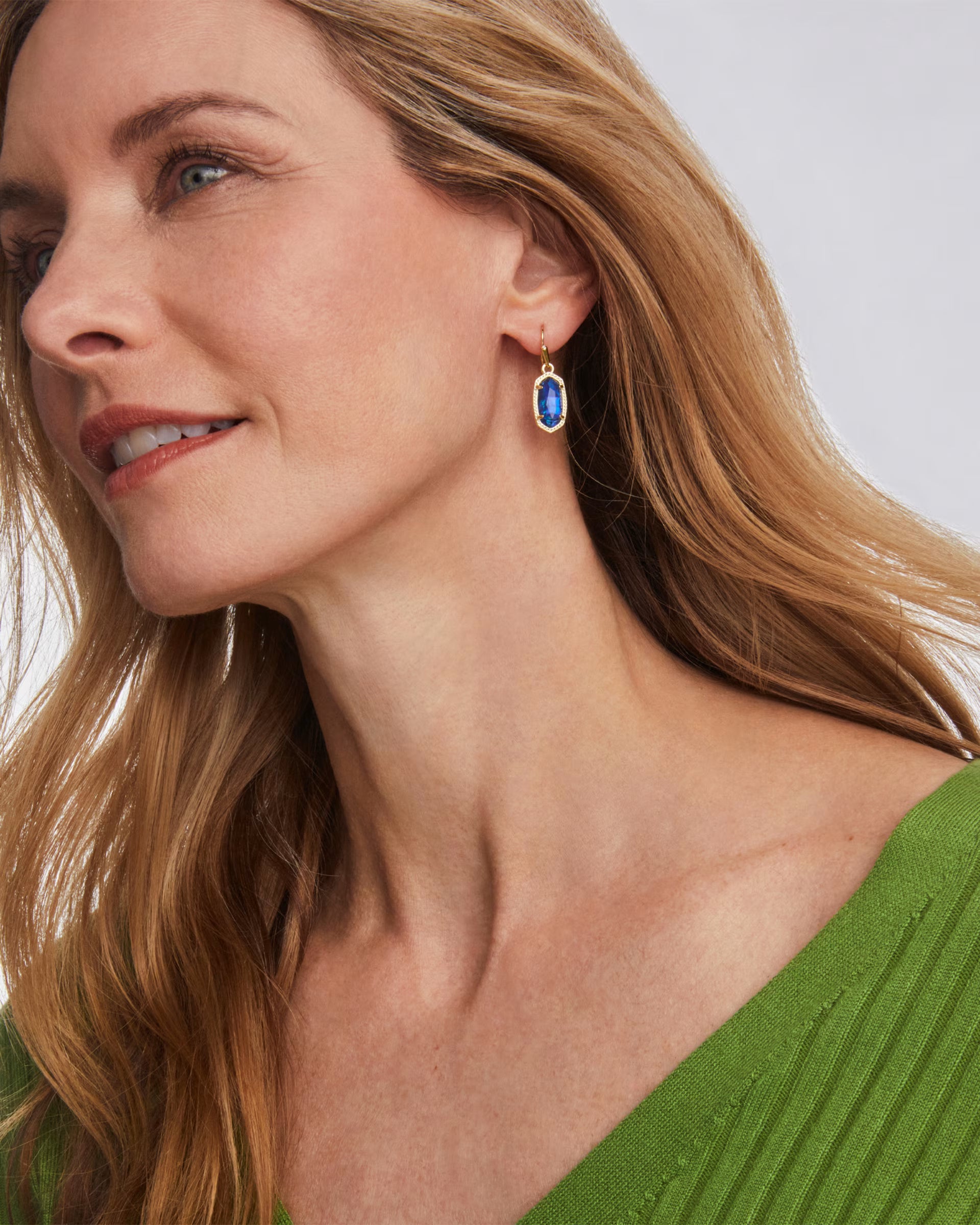 Lee Gold Drop Earrings - Navy Abalone