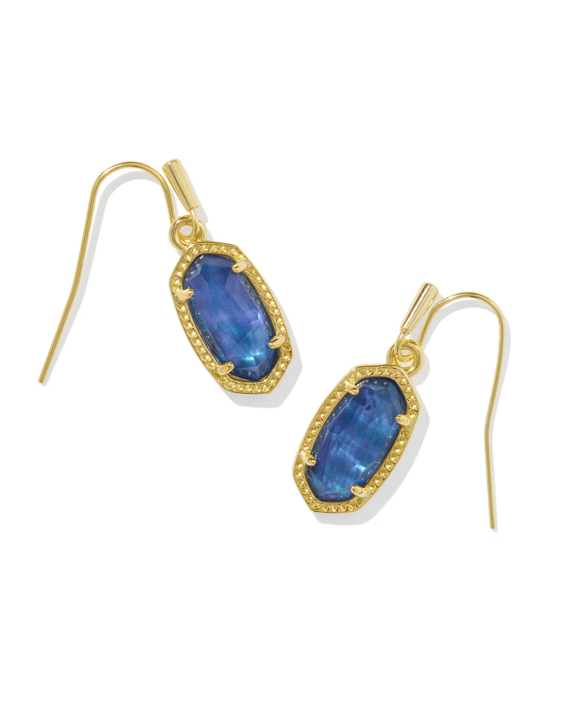 Lee Gold Drop Earrings - Navy Abalone