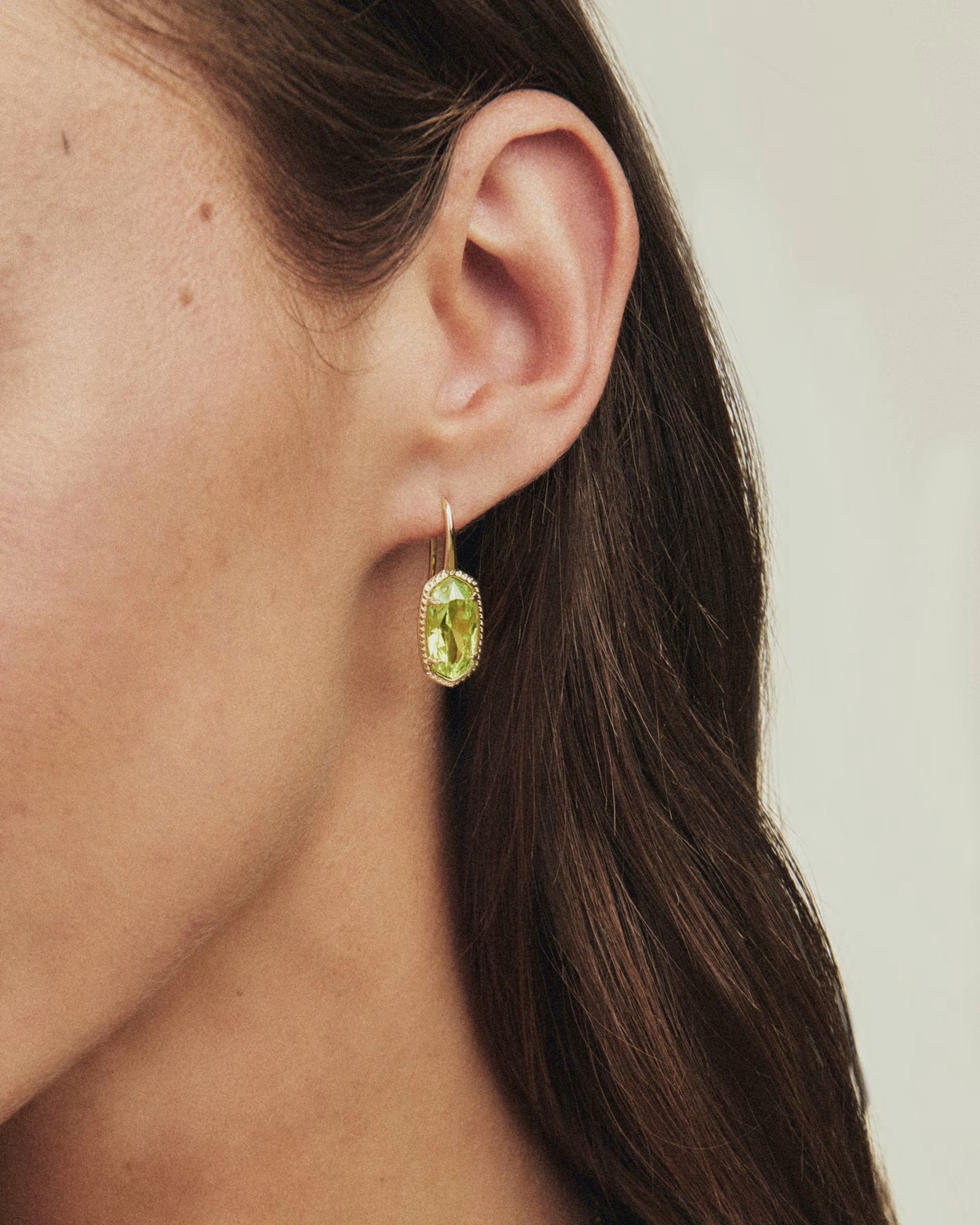 Lee Luxe Gold Drop Earrings - Green CZ