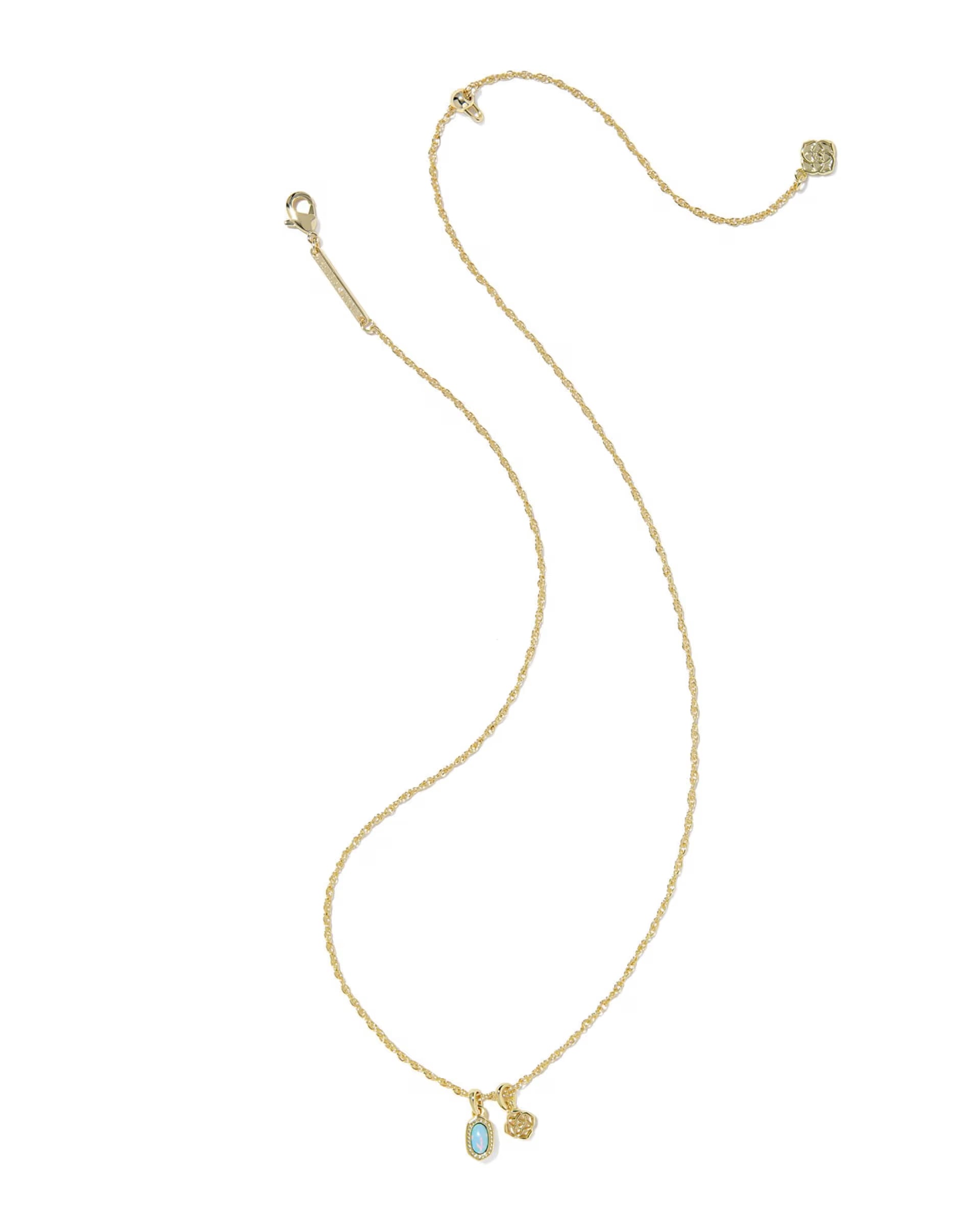 Mini Elisa Dira Gold Necklace - Blue Opal