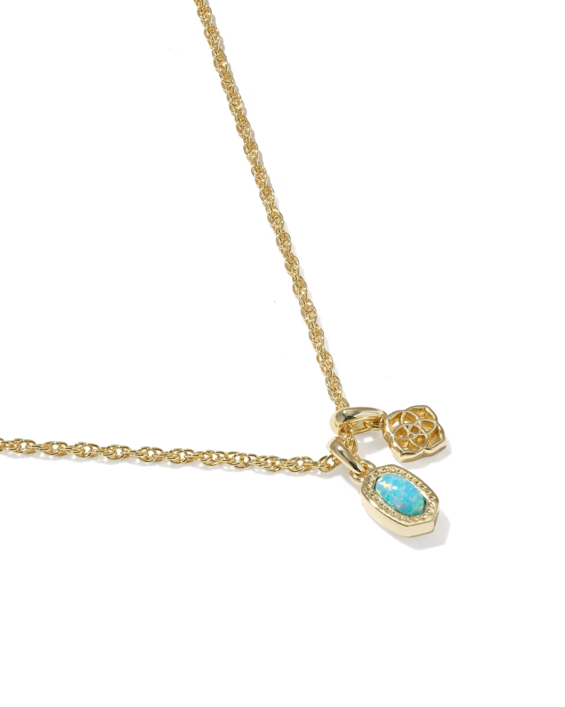 Mini Elisa Dira Gold Necklace - Blue Opal