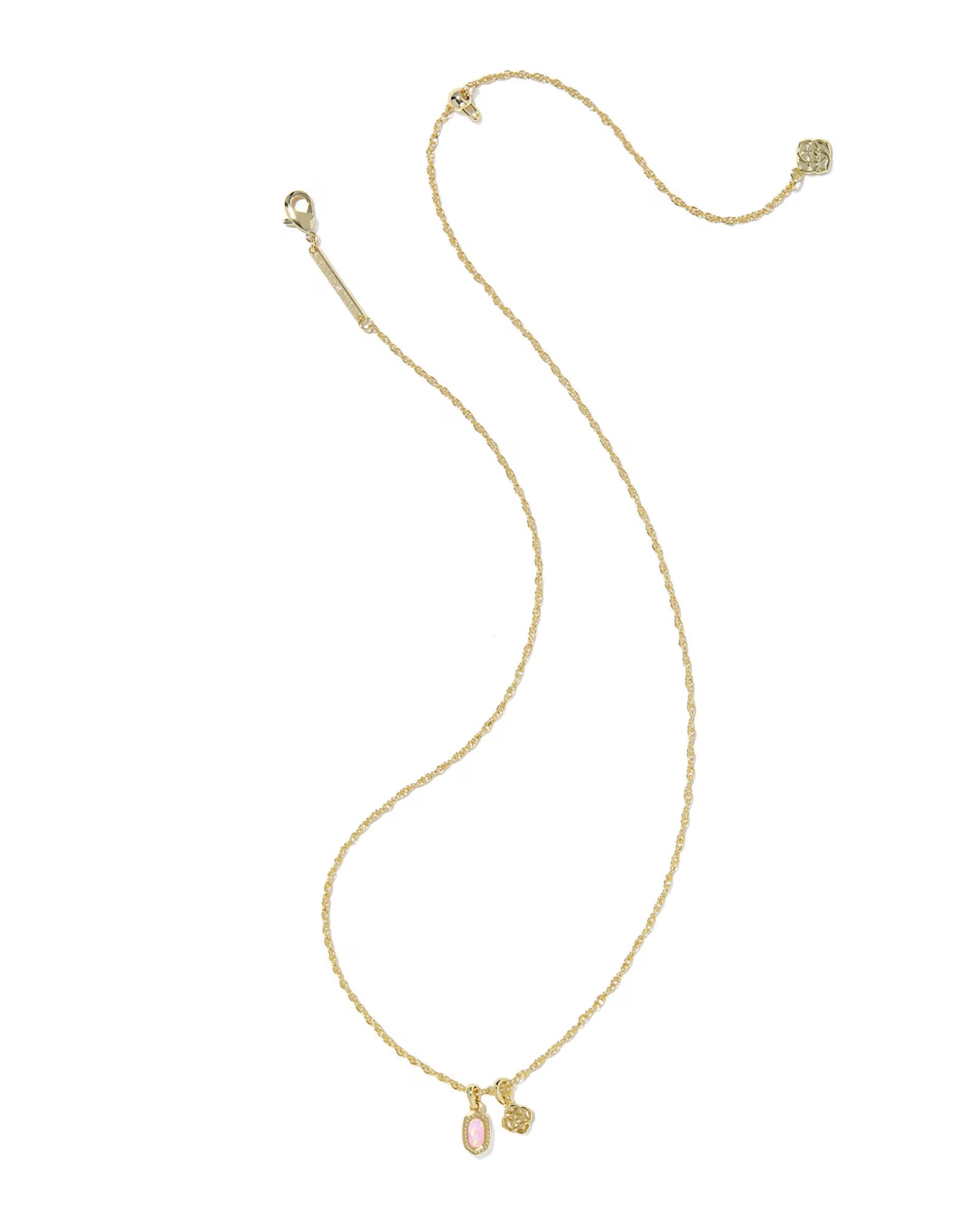 Mini Elisa Dira Gold Necklace - Pink Opal