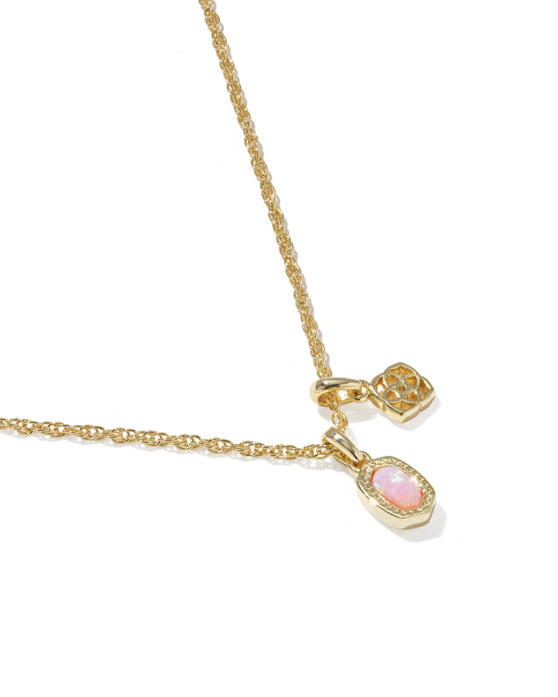 Mini Elisa Dira Gold Necklace - Pink Opal