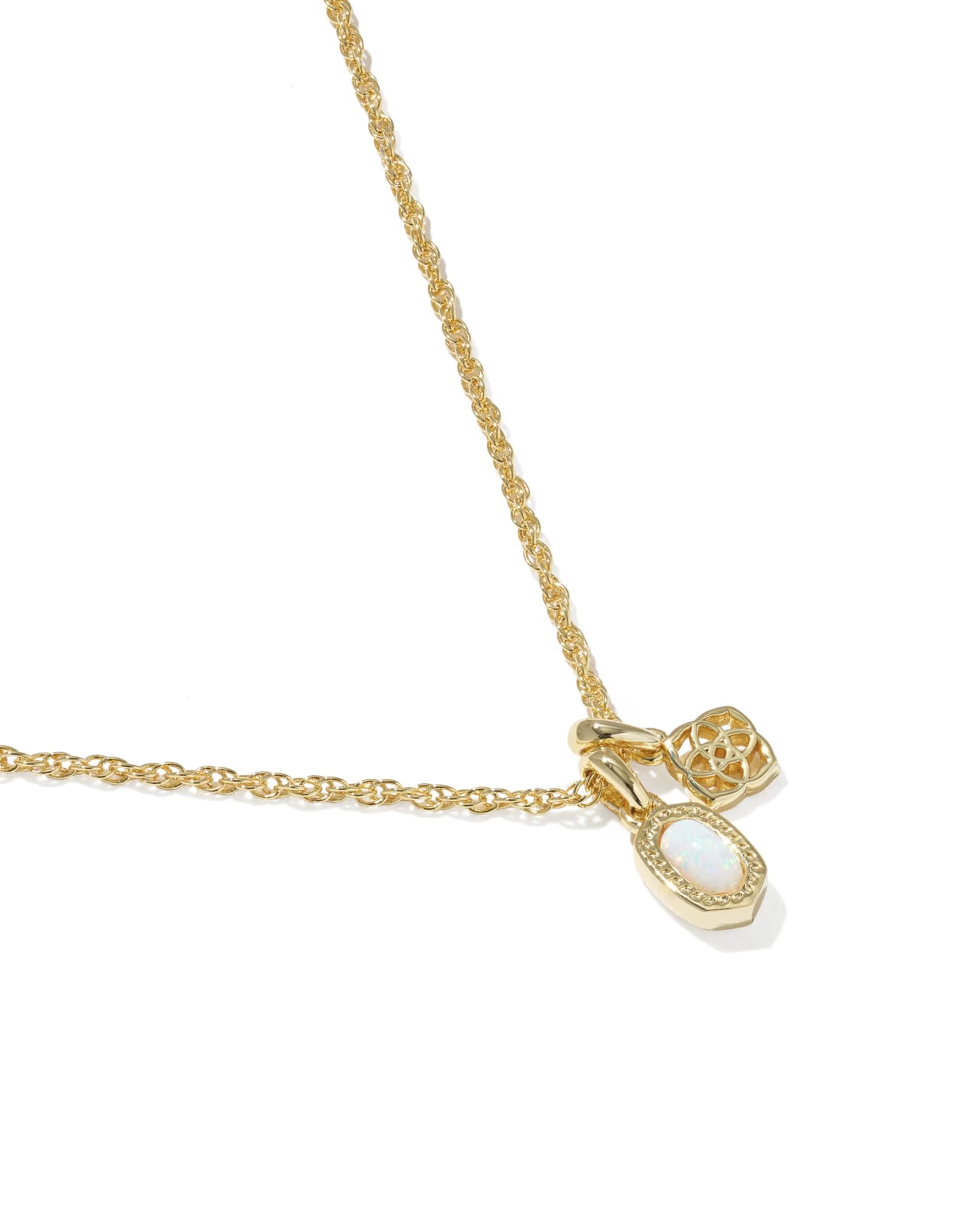 Mini Elisa Dira Gold Necklace - Bright White Opal