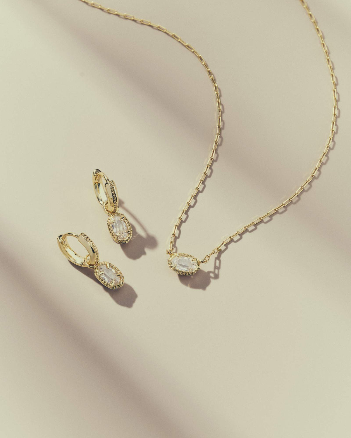 Mini Ellie Luxe Gold Huggie Earrings - White CZ