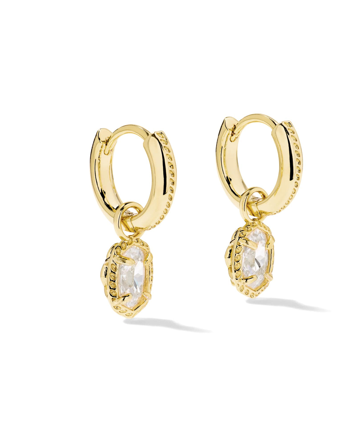 Mini Ellie Luxe Gold Huggie Earrings - White CZ