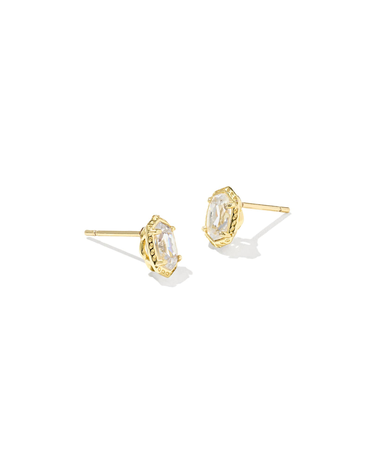 Mini Ellie Luxe Gold Stud Earrings - White CZ