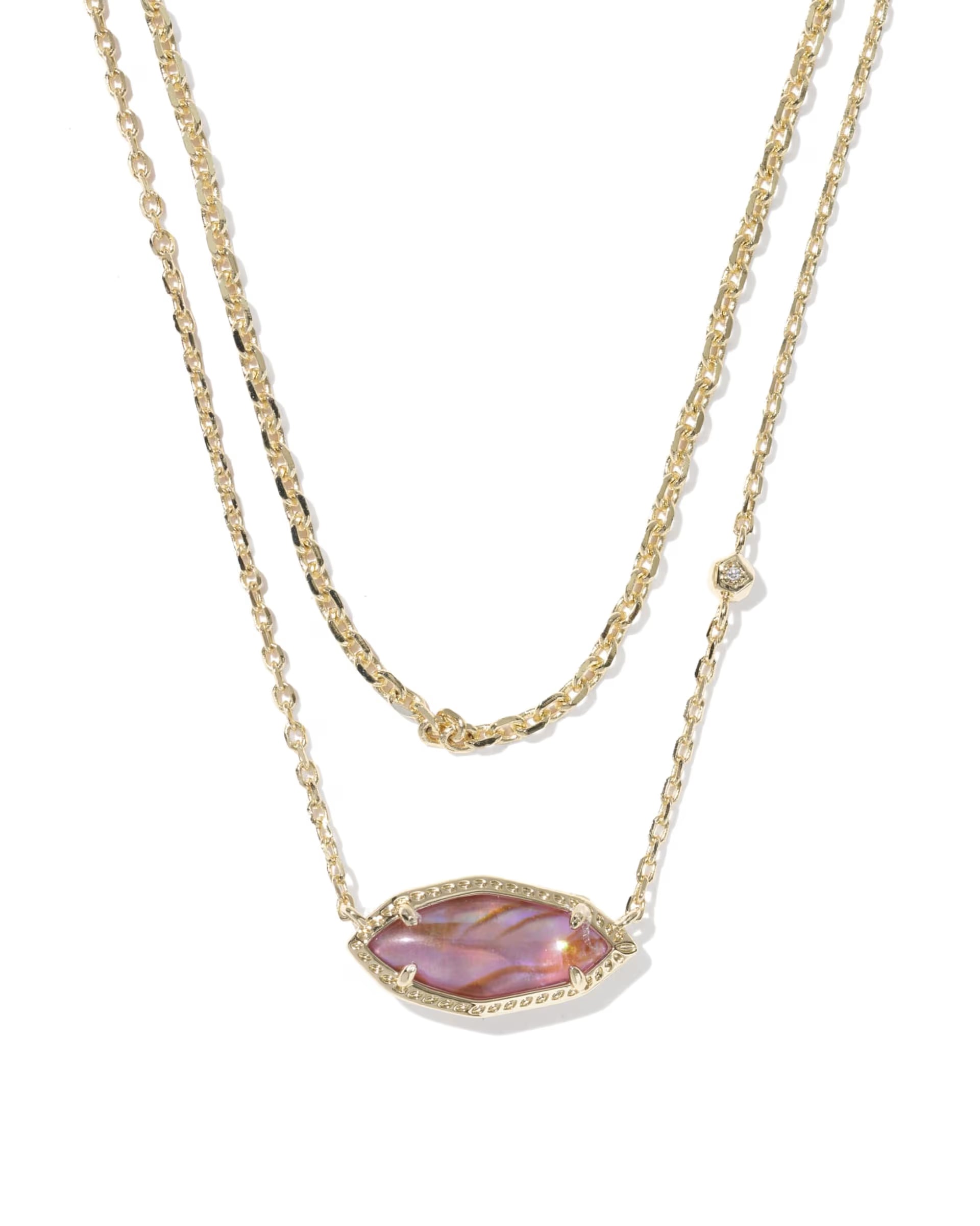 Ophelia Multi-strand Gold Necklace - Light Mauve Illusion