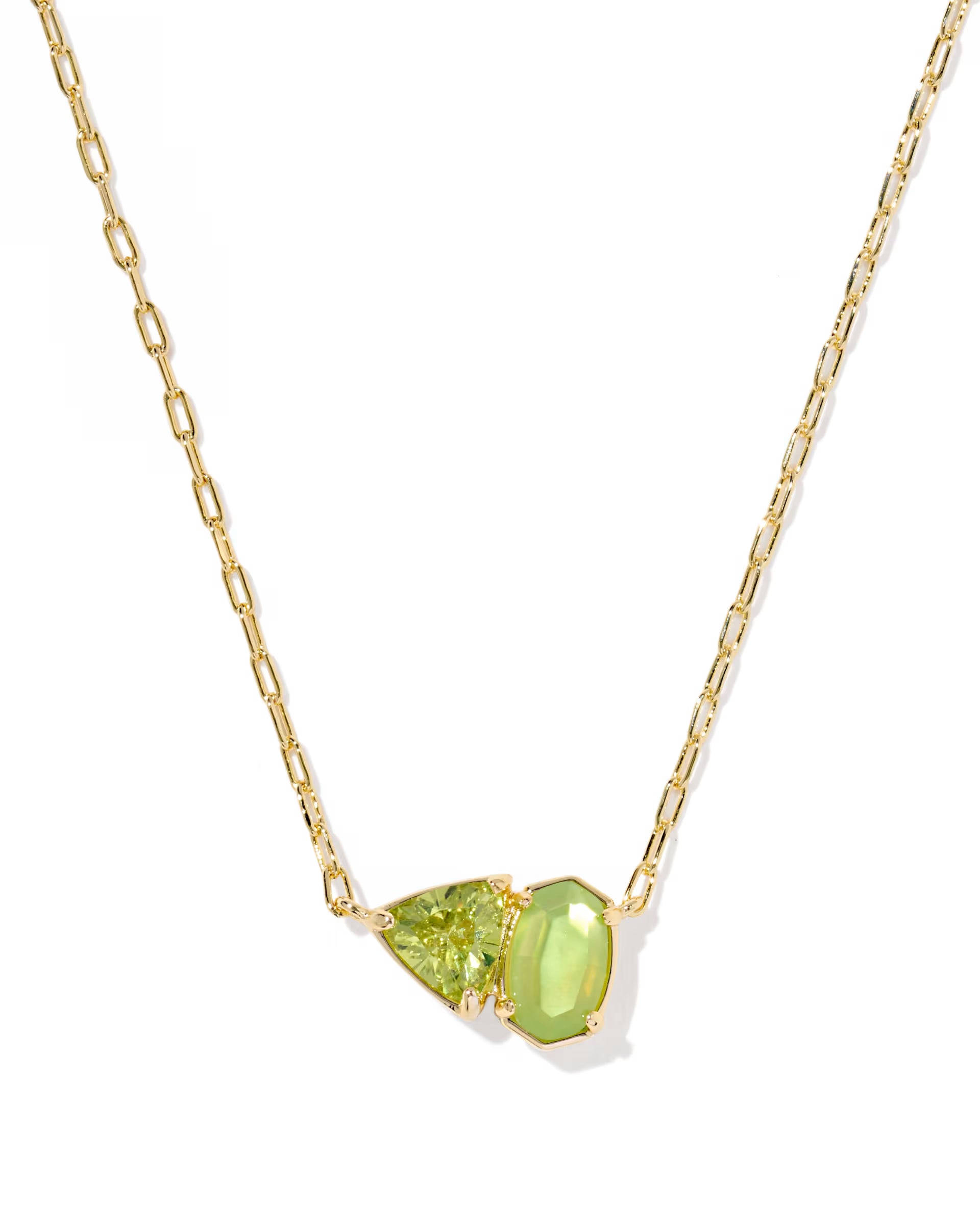 Tatum Short Pendant Necklace - Light Green Mix