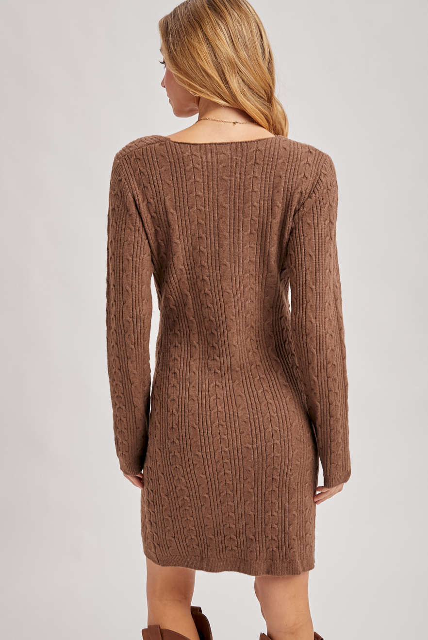 Deana Cable Knit Wrap Sweater Dress