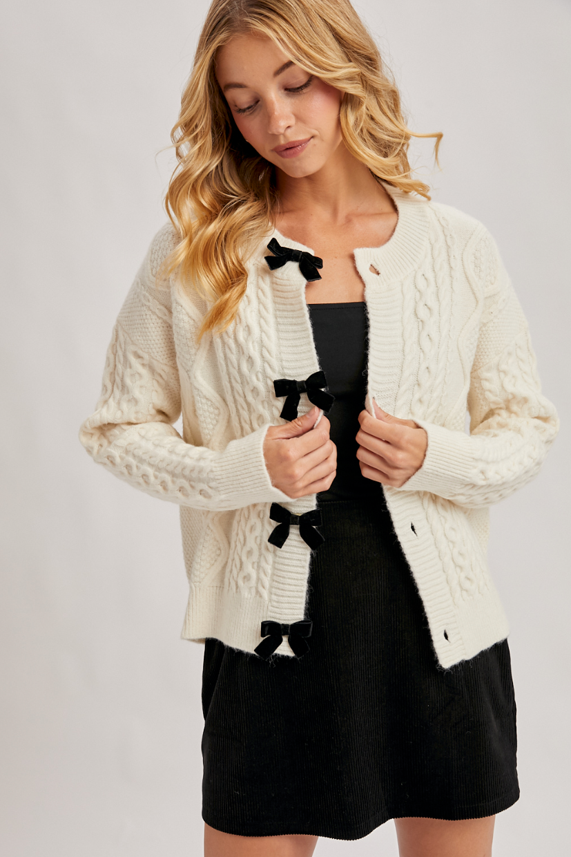 Noel Velvet Bow Cardigan