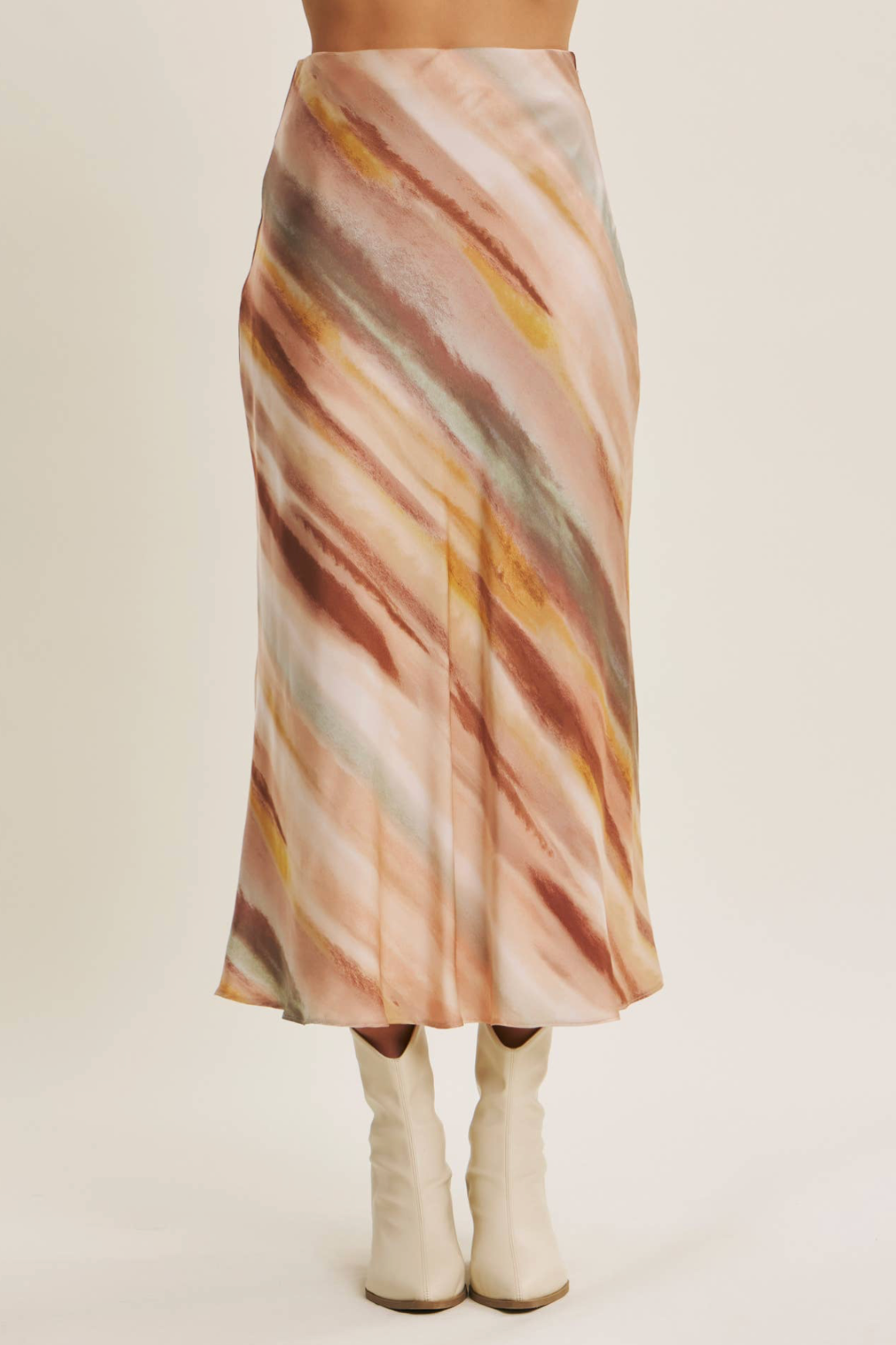 Samantha Watercolor Satin Maxi Skirt
