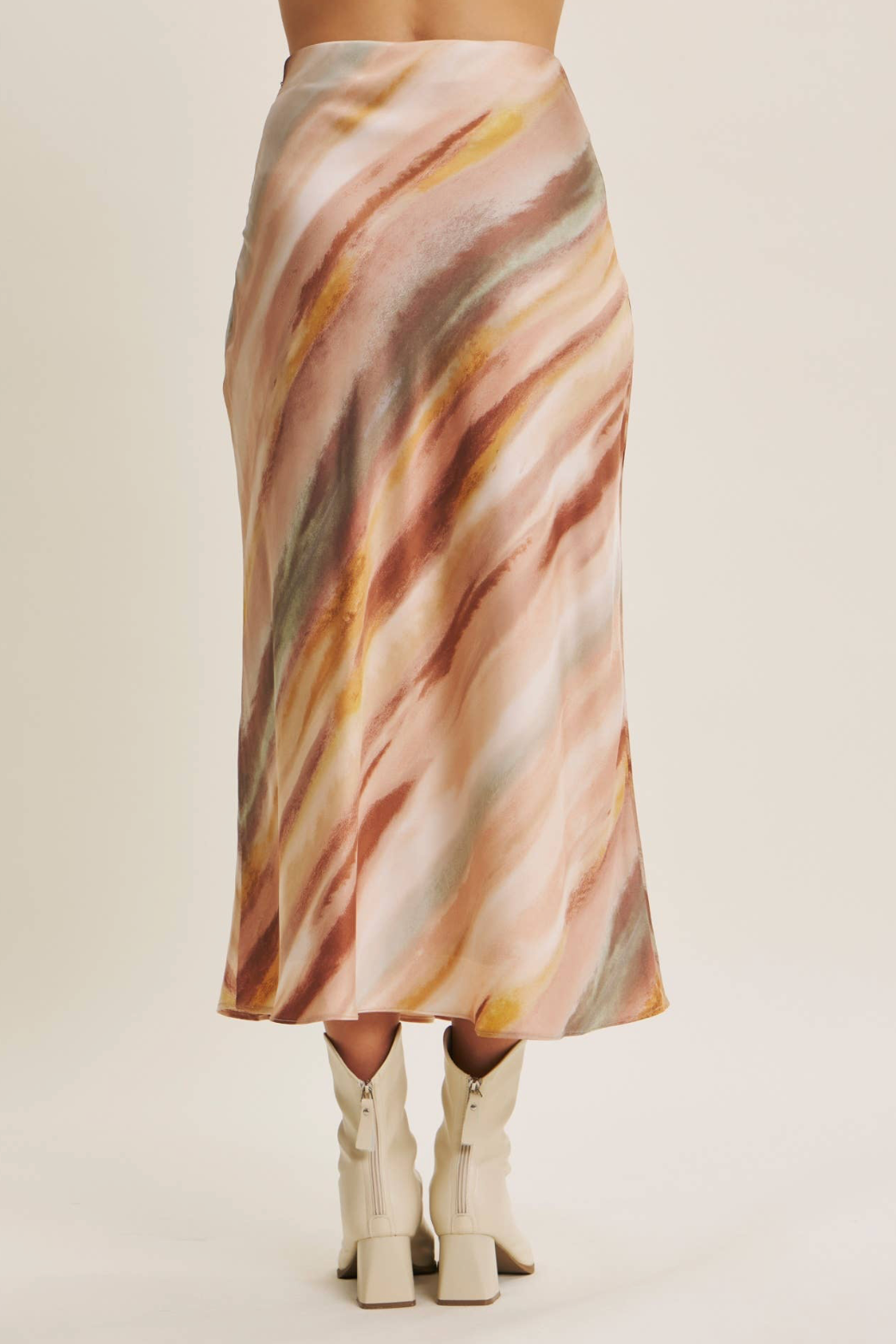 Samantha Watercolor Satin Maxi Skirt