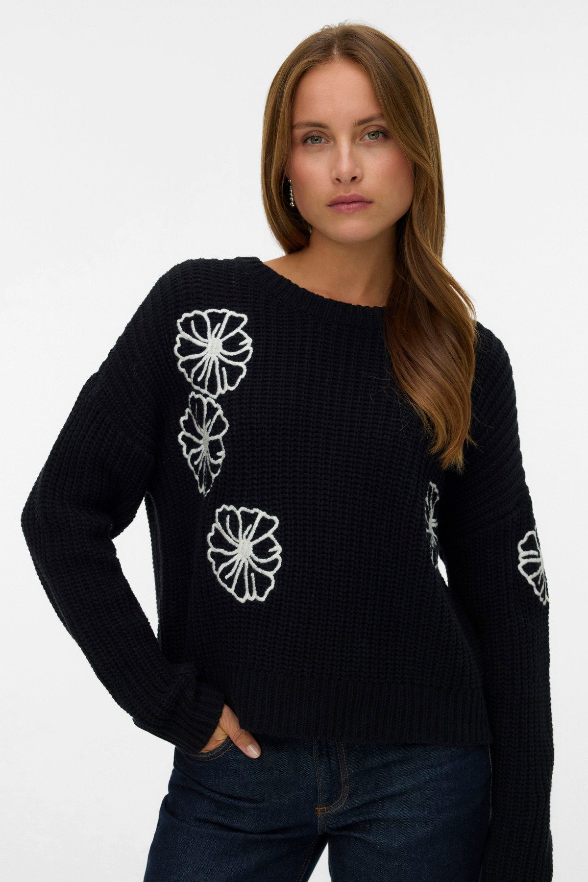 Andra Embroidered Floral Sweater