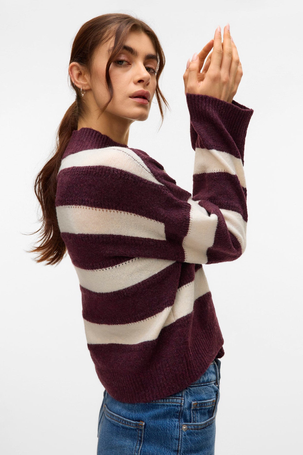 Leah Striped Mockneck Sweater