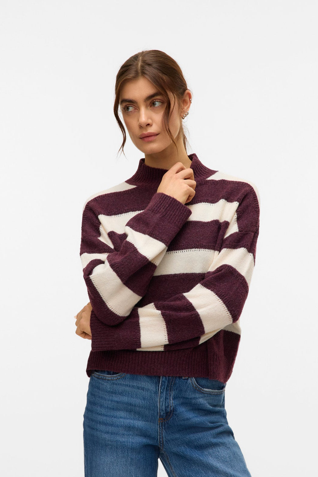Leah Striped Mockneck Sweater