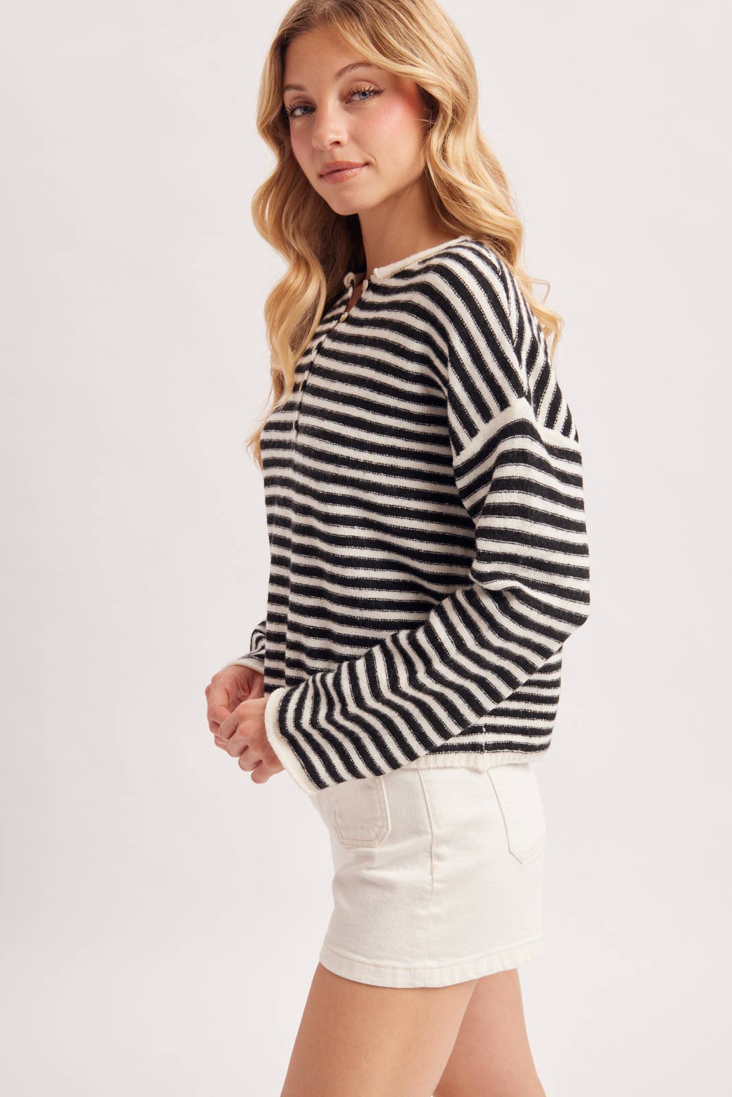 Millie Striped Henley Pullover