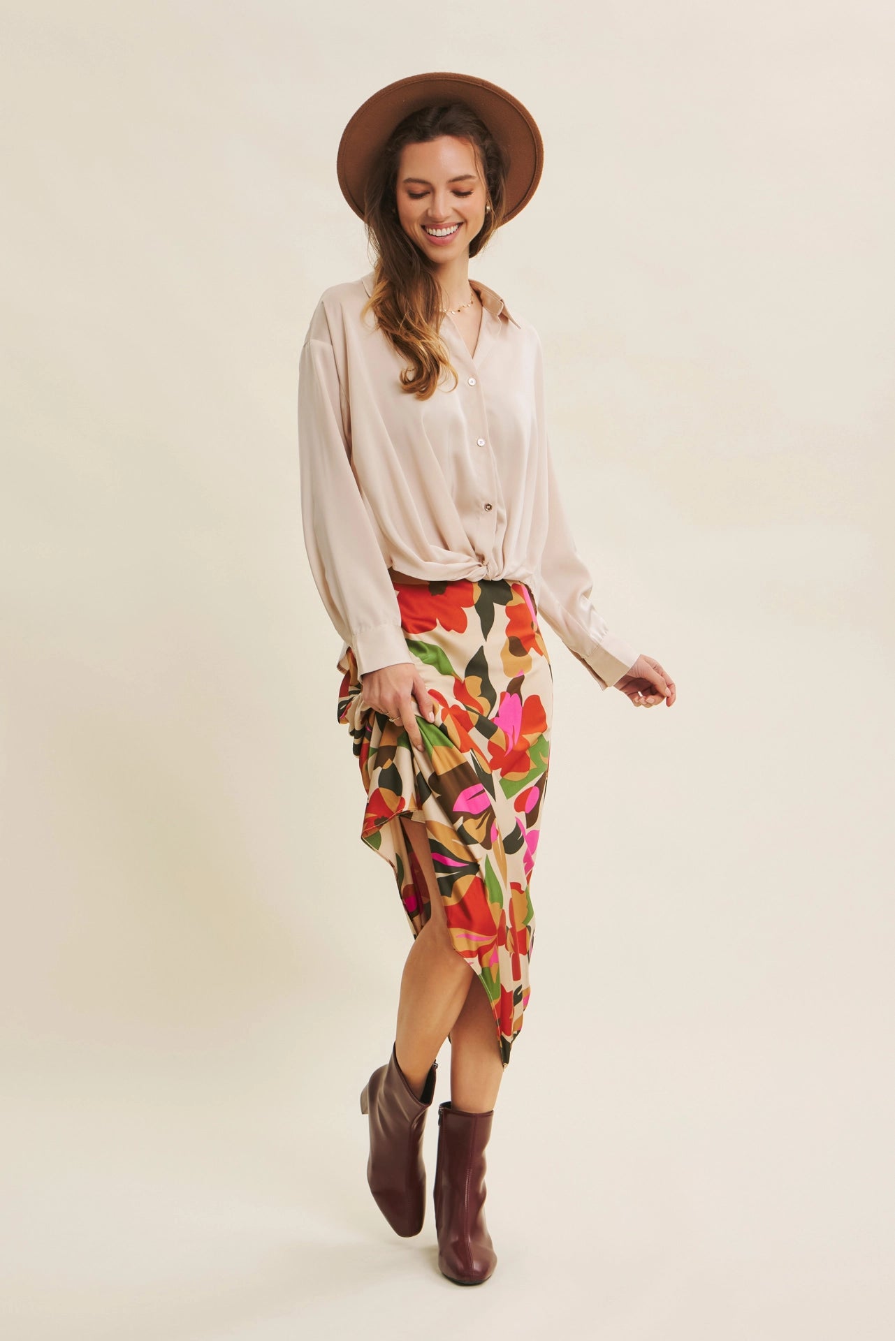 Bianca Knotted Satin Shirt