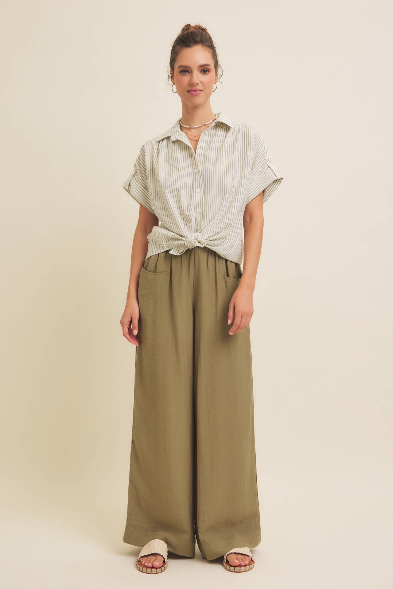 Bethany Linen Blend Wide Leg Pant