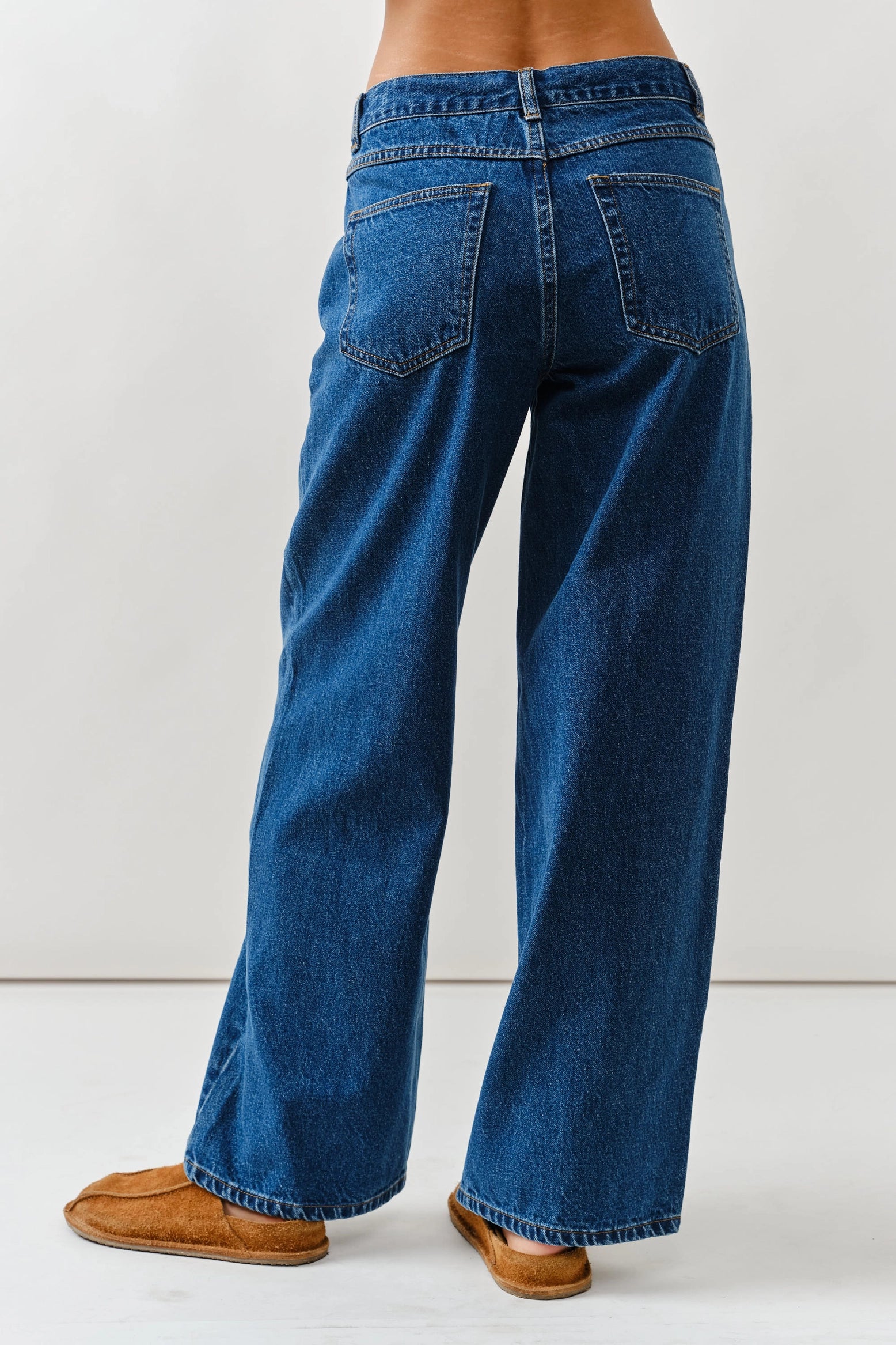 Cheyenne Drawstring Straight Leg Jeans in Medium Denim