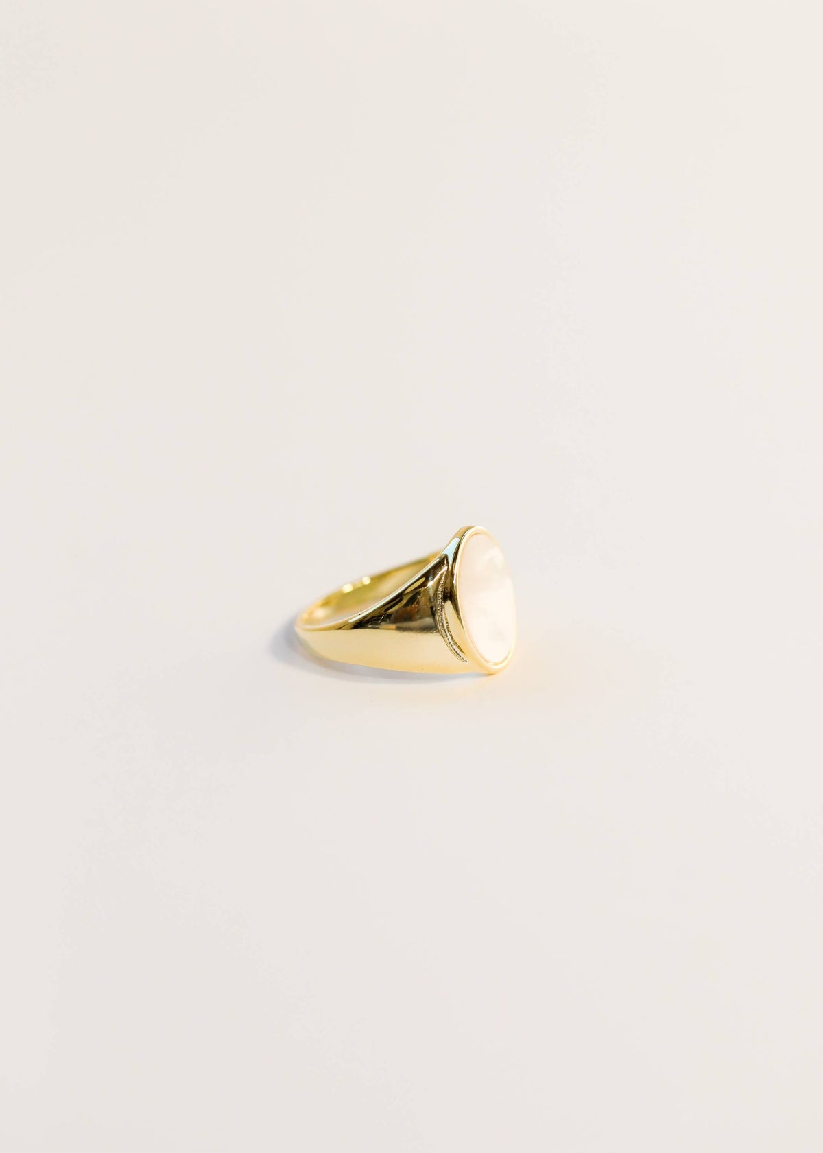 Gold Mother of Pearl Signet Ring