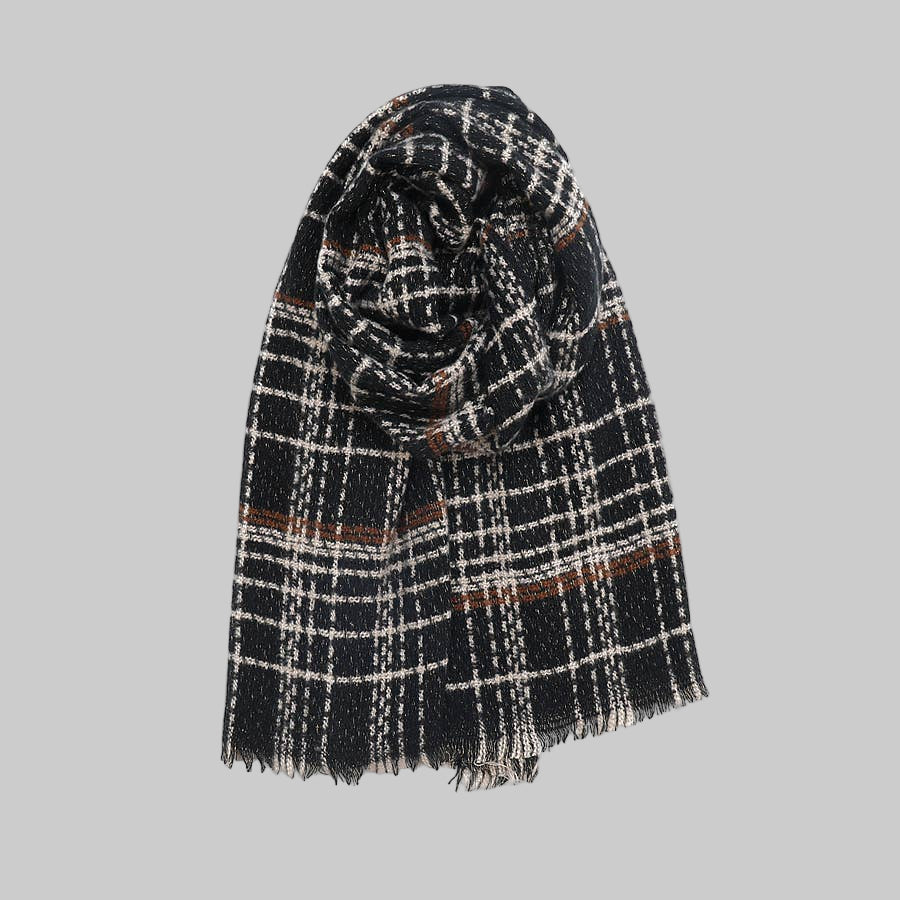 Soft Chunky Knit Plaid Scarf