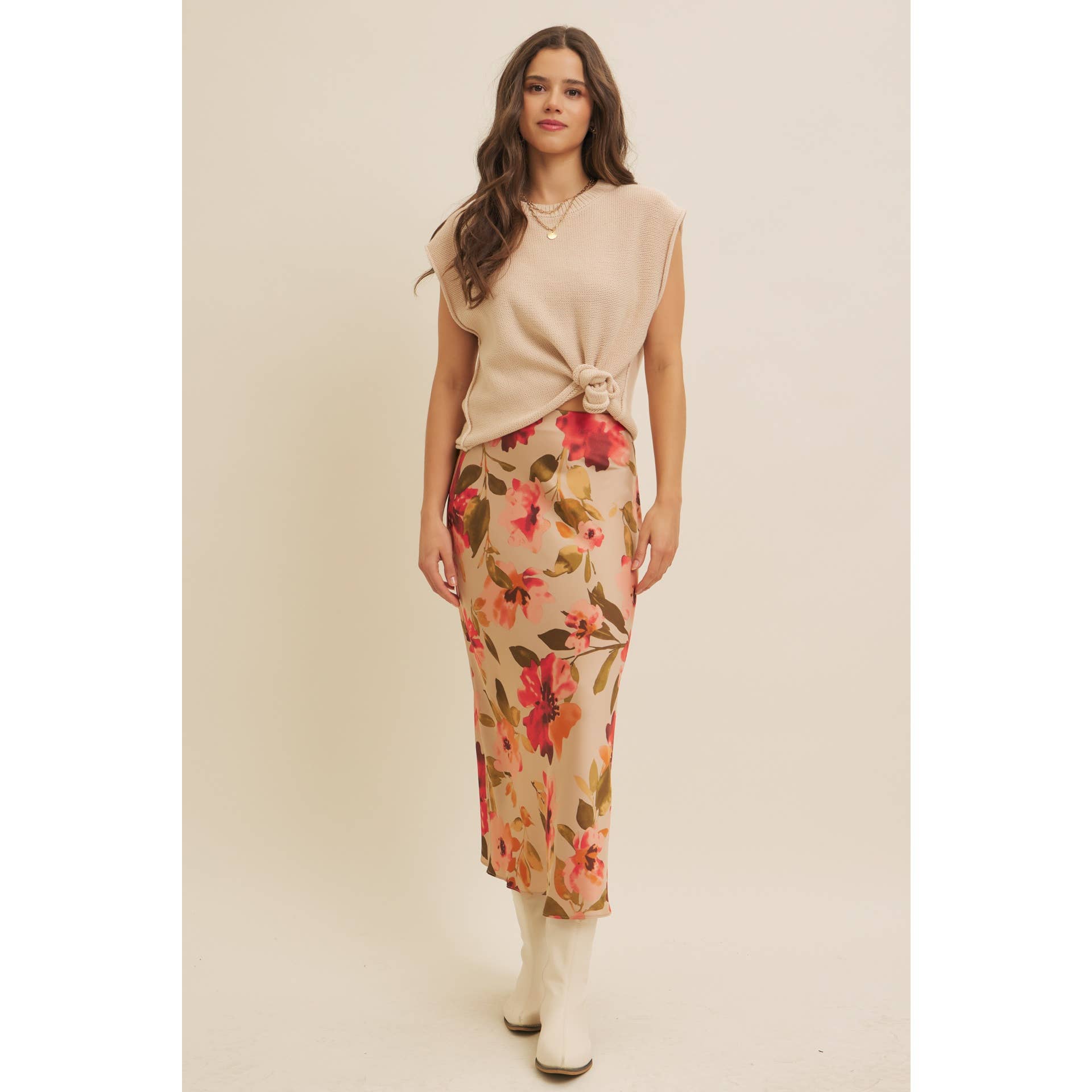 Jocelyn Floral Satin Maxi Skirt