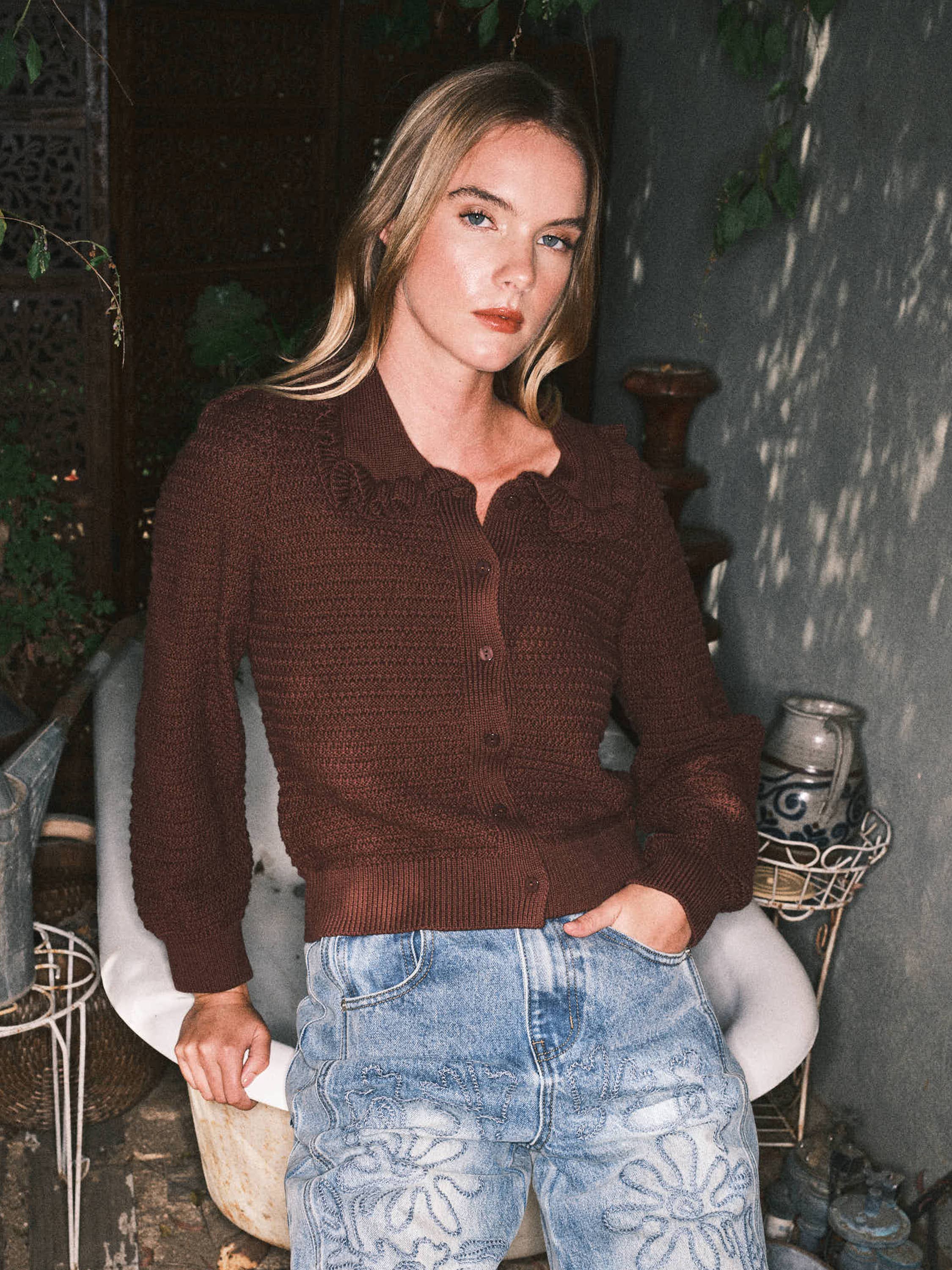 Dolly Ruffle Collar Cardigan