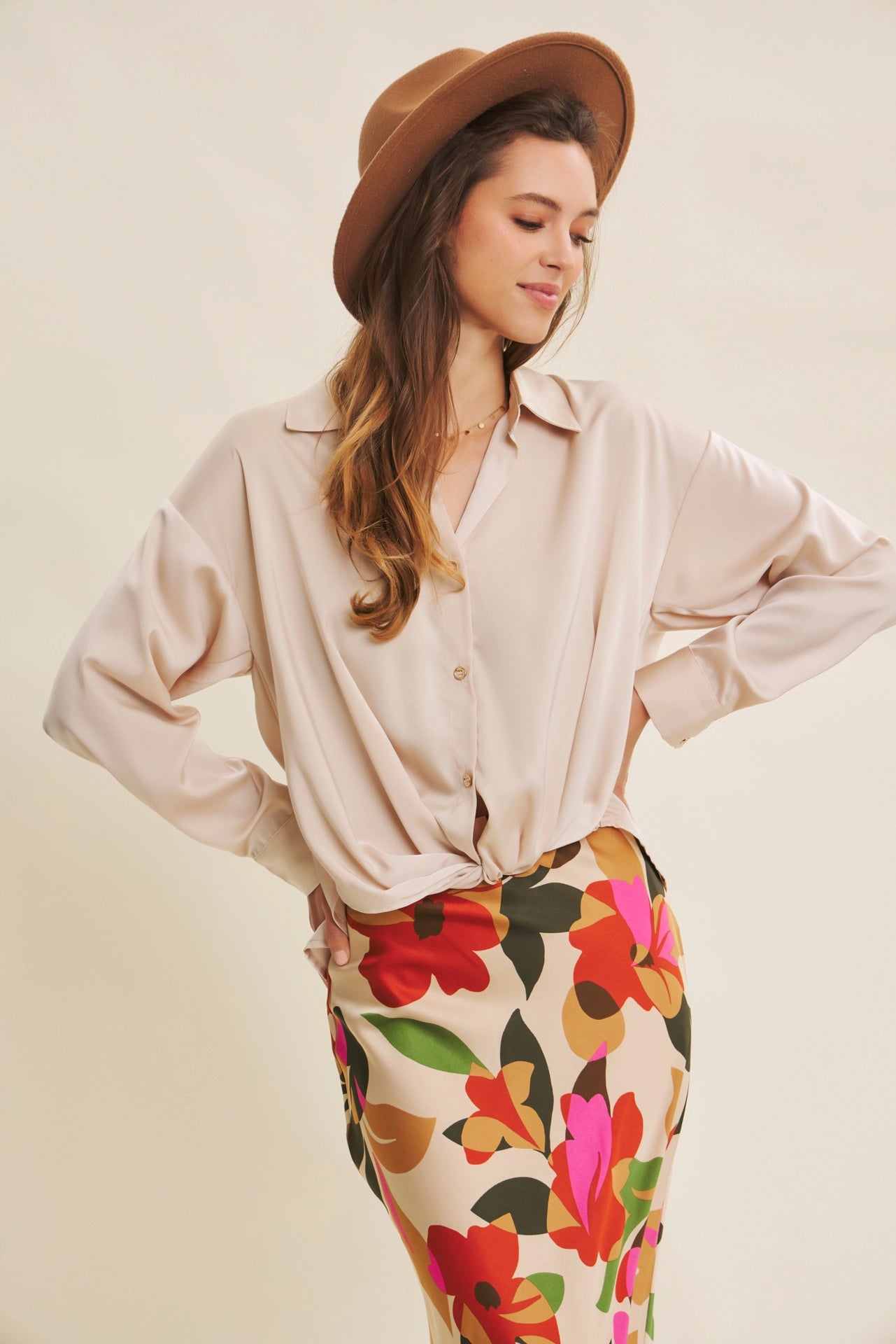Bianca Knotted Satin Shirt