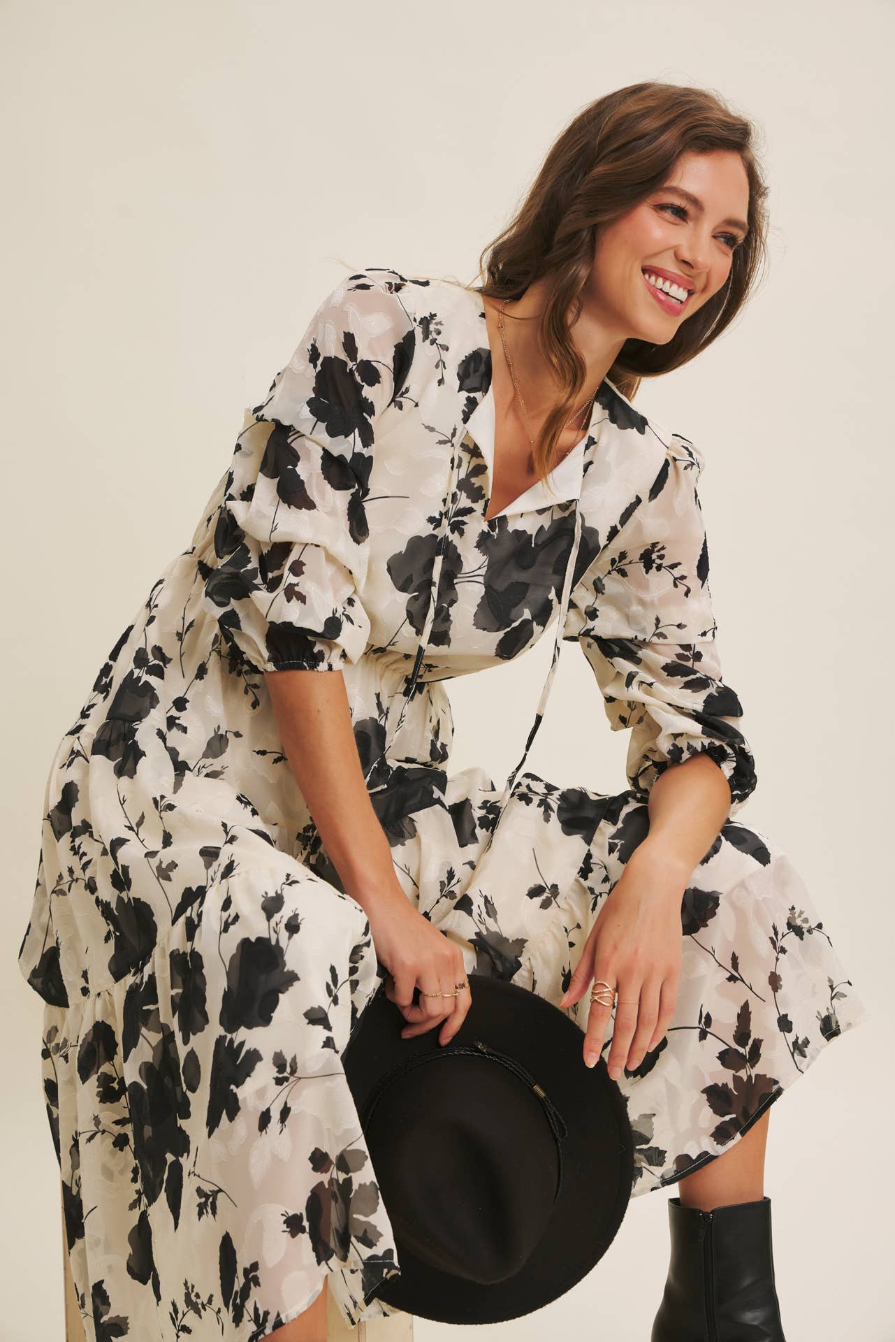 Lauren Jacquard Floral Maxi Dress