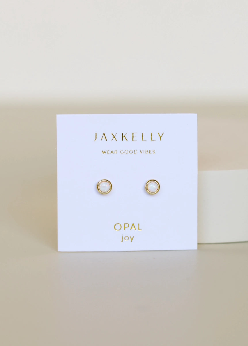 Simple Stud Gold Gemstone Earrings