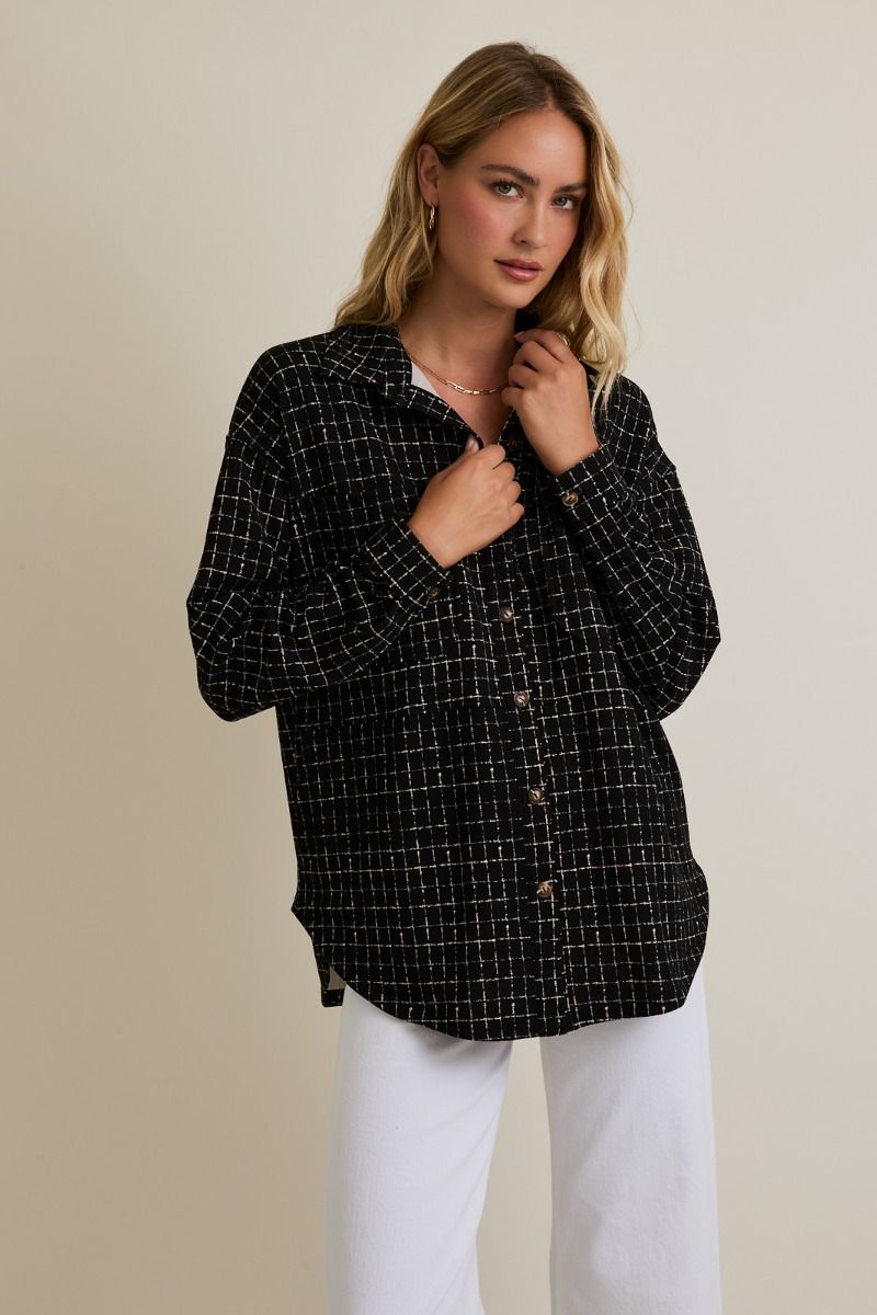 Cece Black Plaid Shacket
