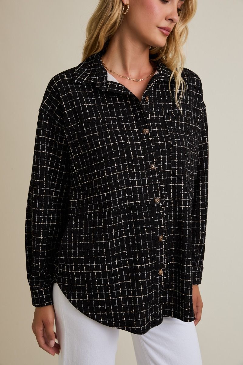 Cece Black Plaid Shacket