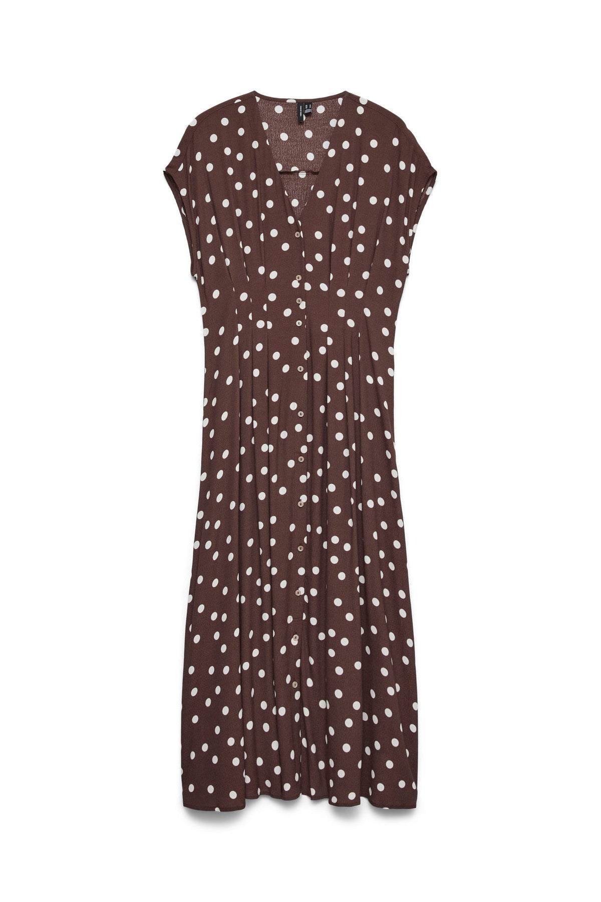 VMELISA SL PLEAT SHIRT 7/8 DRESS WVN - Chocolate Martini Snow white dot