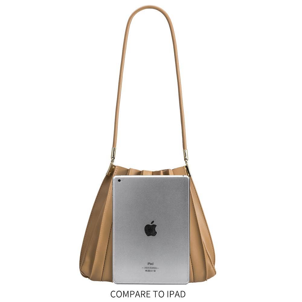 Carrie Black Pleated Vegan Leather Shoulder Bag