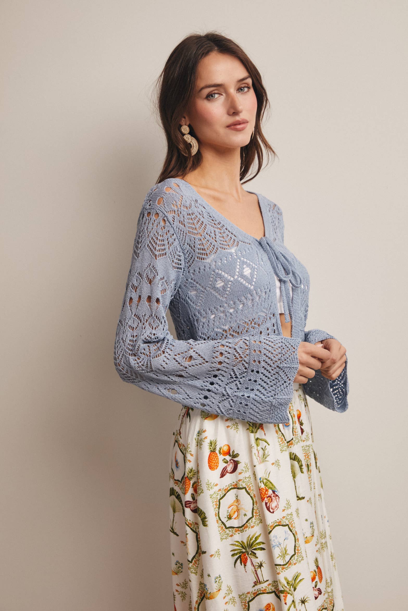 Bella Crochet Tie-Front Cardigan