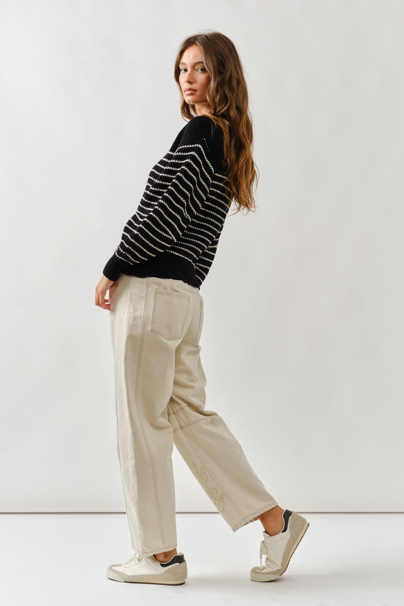 Gabrielle Balloon Sleeve Striped Cardigan