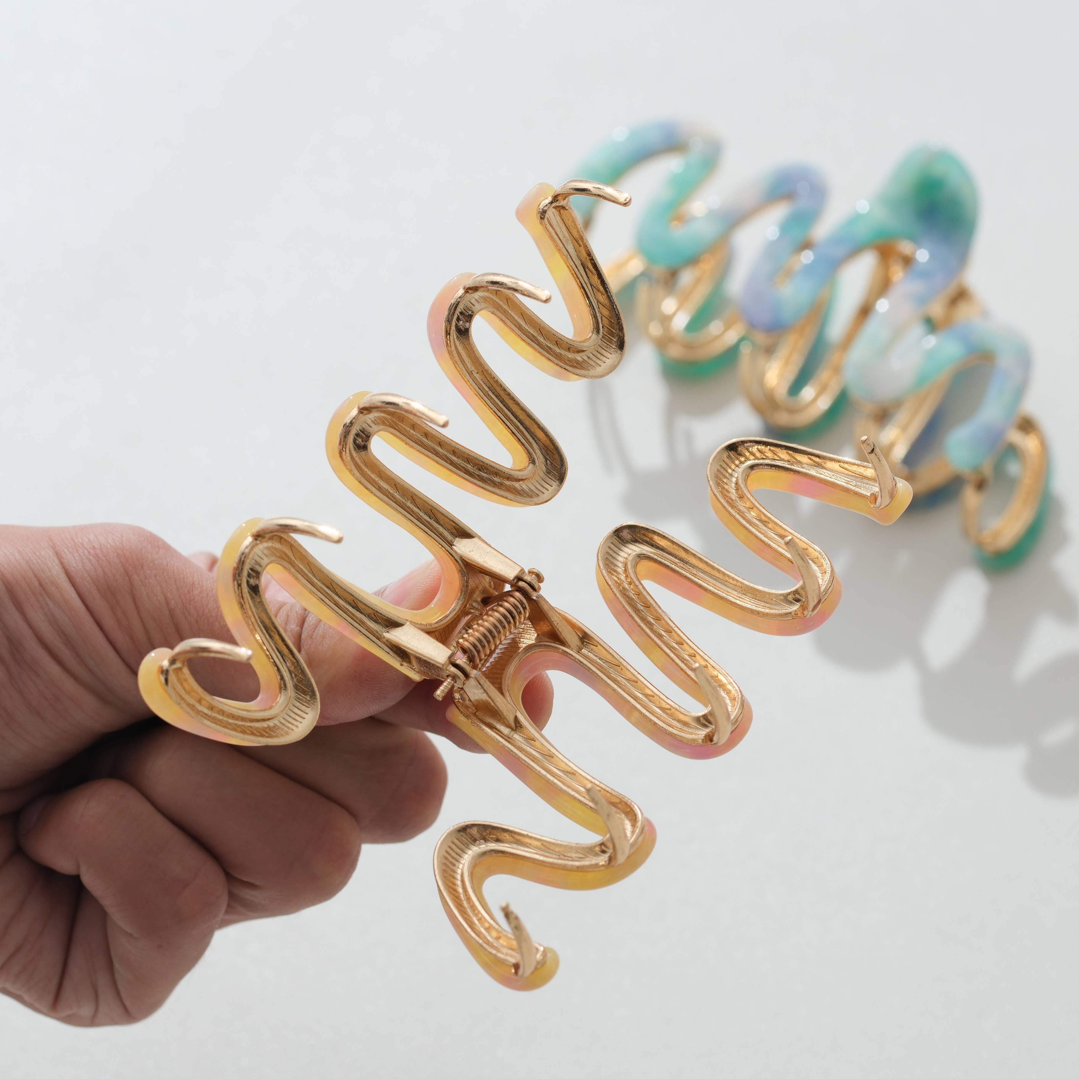 Willow Island Sun Metal Large Squiggle Claw Clip