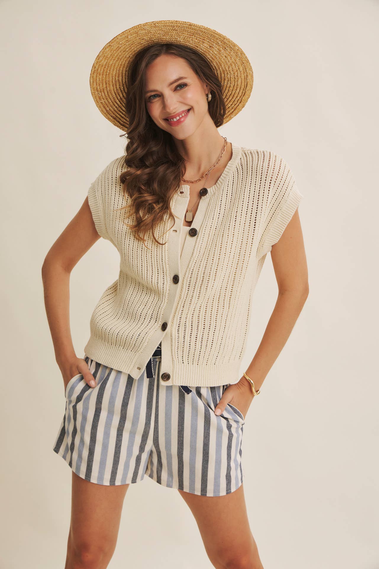 Bri Button Down Sweater Tee