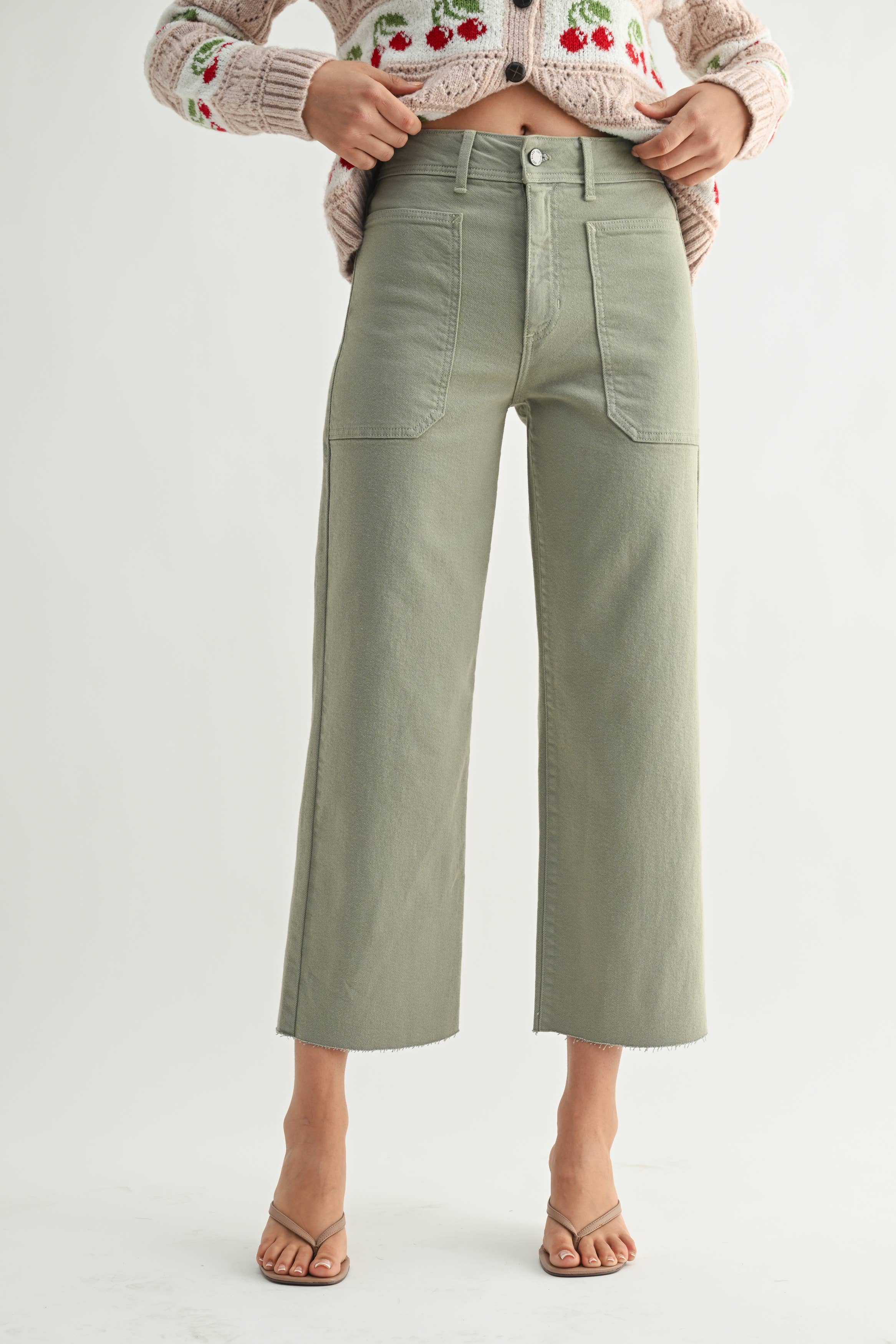 Layla High Rise Utility Wide Leg Pant in Rosemary