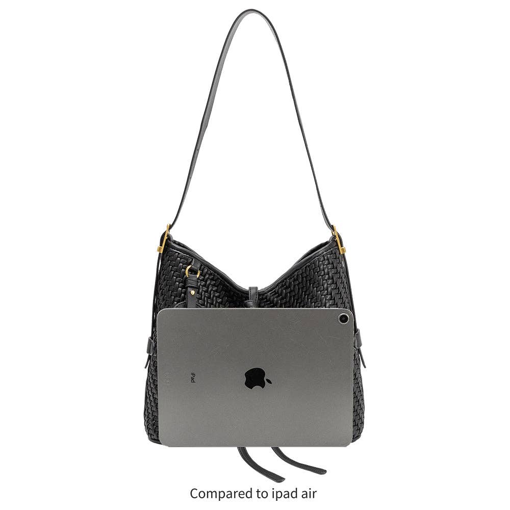 Thalia Black Recycled Vegan Leather Tote Bag