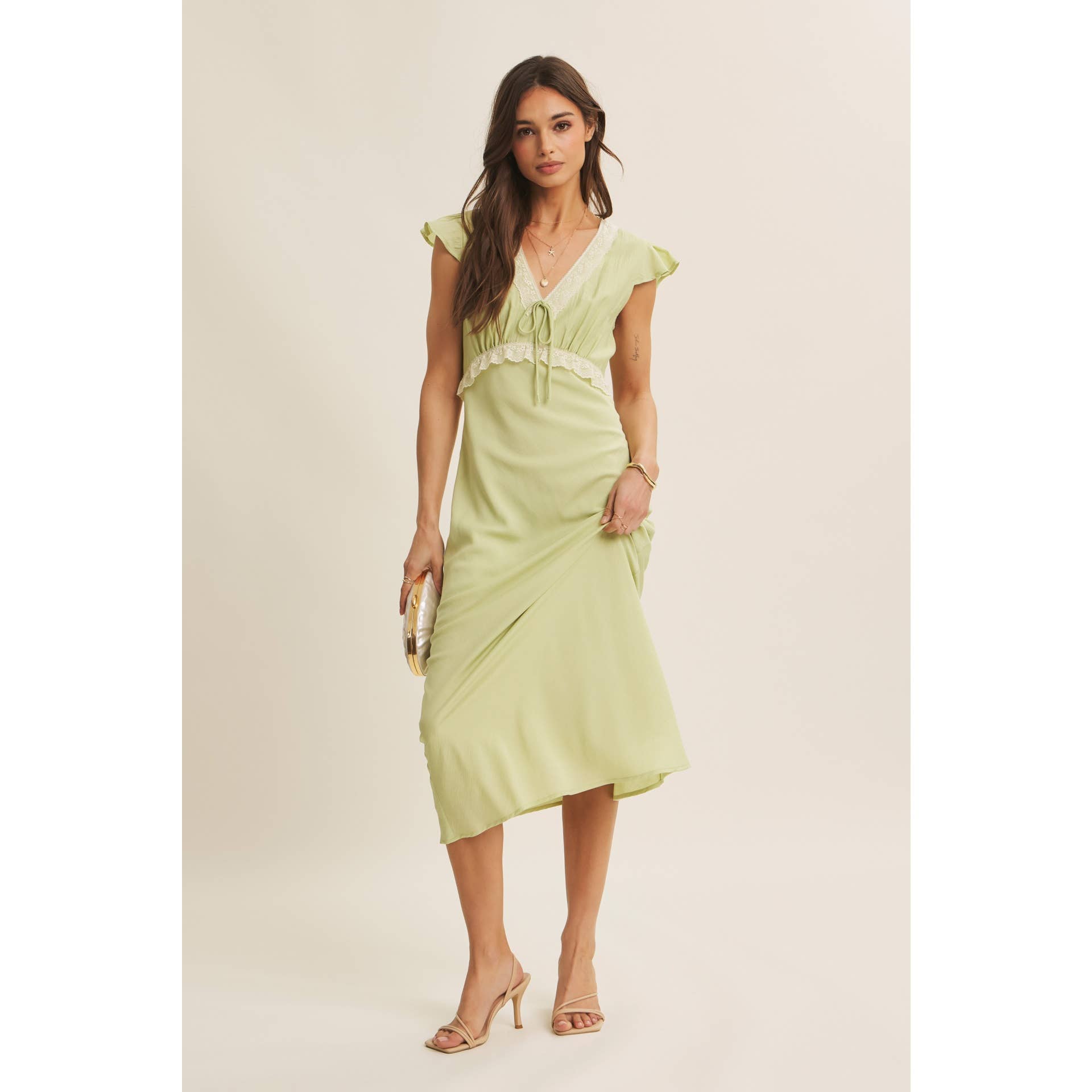 Lori Lace Trimmed Midi Dress