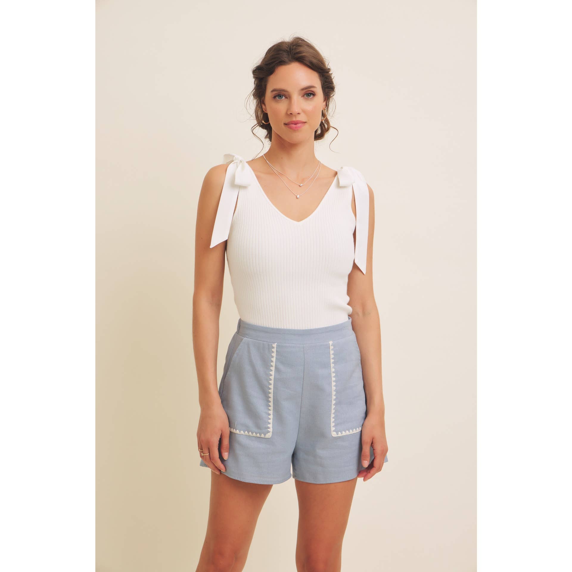 Riley Embroidered Linen Shorts